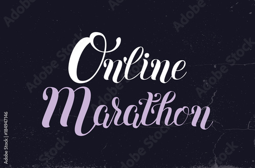 Online marathon vector hand written lettering