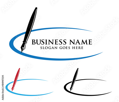 standing fountain pen quill vector logo design