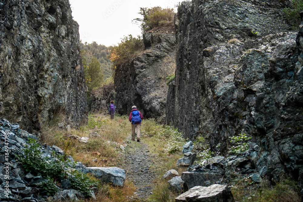 Montecatini Val di Cecina, Pisa, Italy - November 7, 2017: It is an itinerary in the Monterufoli Nature Reserve, monumental great work are the stone bridges Montecatini Val di Cecina, Pisa, Italy - November 7, 2017: It is an itinerary in the Monterufoli Nature Reserve, monumental great work are the stone bridges