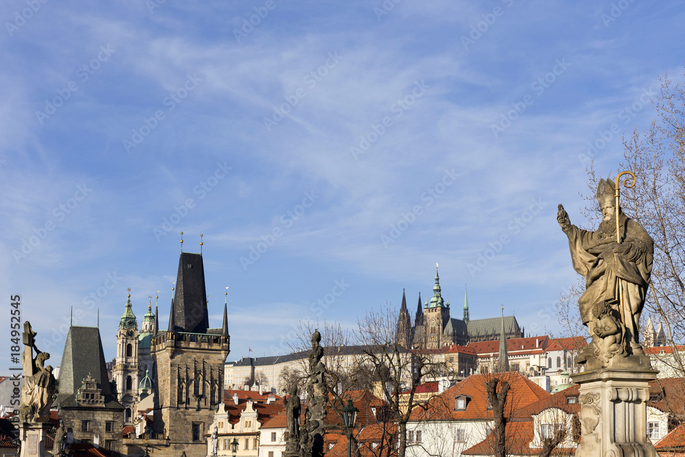 Fototapeta premium Baroque Scupture from the Prague Charles Bridge, Czech Republic