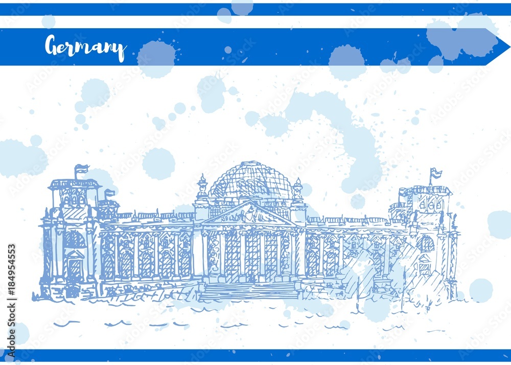 blue old building germany german government vector work sketch