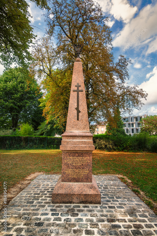 Memorial commemorates the Russian soldiers who were killed in the Battle of Reims in 1814, Reims, France
