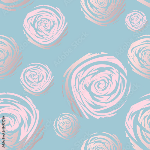 Abstract Roses Seamless Pattern. Pastel and Gold. Artistic background for wallpaper, wrapping, textile, wedding, save the date, banner, brochure, poster home decor etc Vector