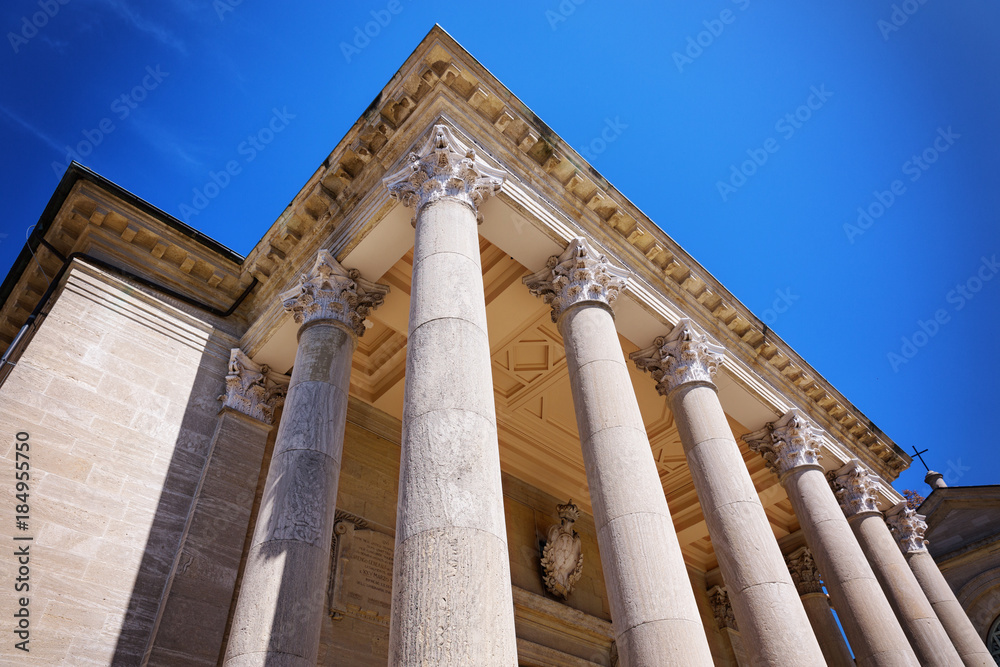 Old roman architecture columns in perspective, against blue sky. Old roman architecture columns in perspective, against blue sky.