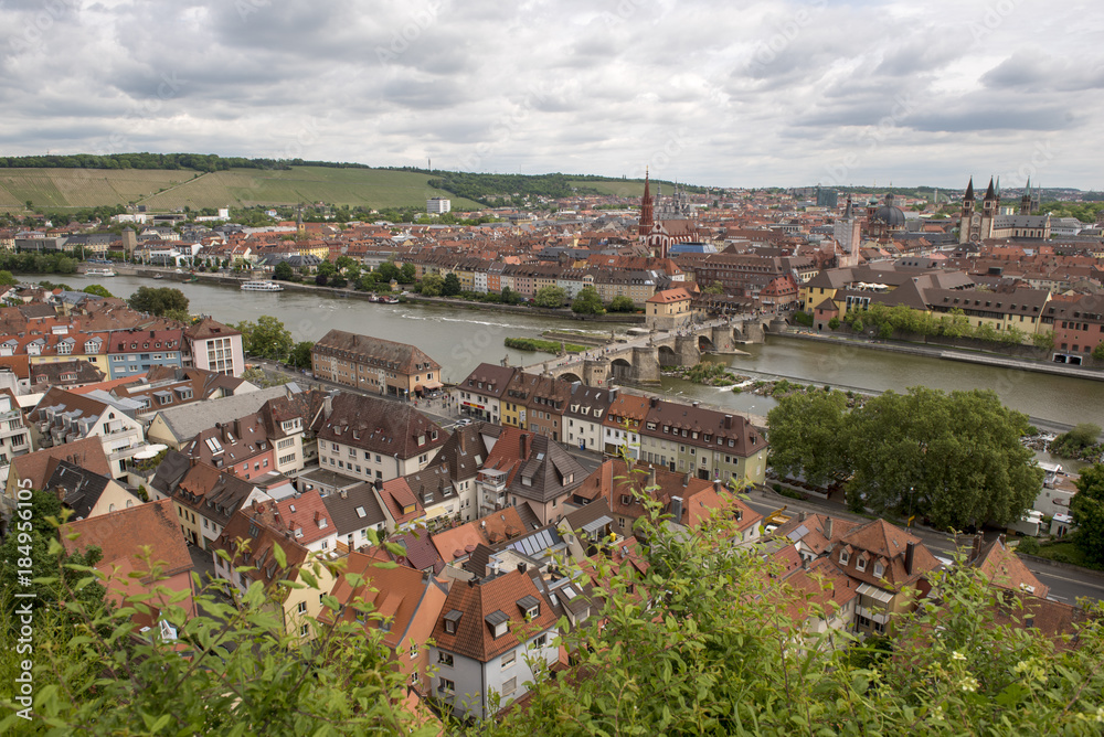 Blick auf Würzburg von der Festung Marienberg