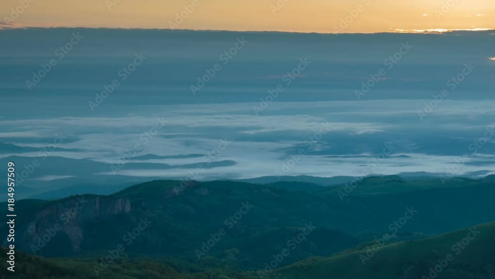 Russia, time lapse. The formation and movement of clouds over the summer slopes of Adygea Bolshoy Thach and the Caucasus Mountains Russia, time lapse. The formation and movement of clouds over the summer slopes of Adygea Bolshoy Thach and the Caucasus Mountains