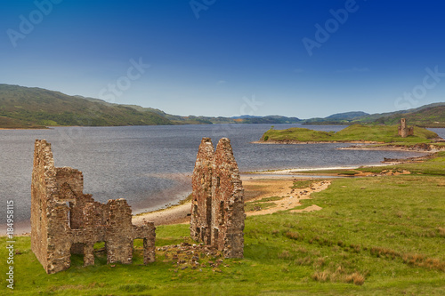 Ardvreck Castle on the shores of Loch Assynt, Sutherland, Highlands of Scotland photo