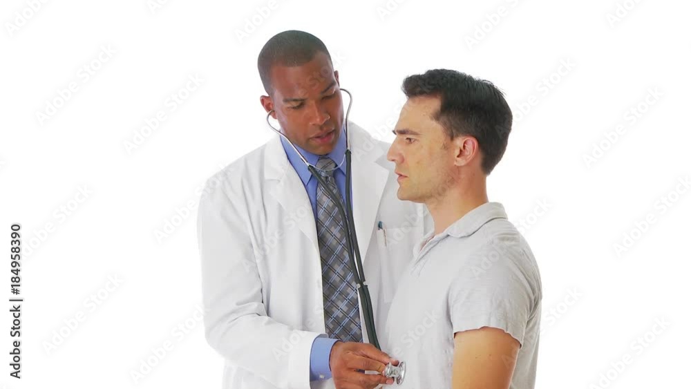 Doctor examining patient with stethoscope Doctor examining patient with stethoscope