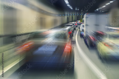 cars in an underground tunnel
