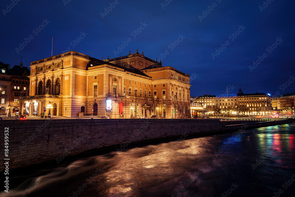 Stockholm Opera and City Hall at Night