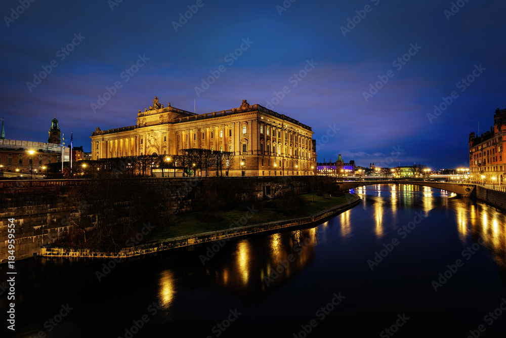 Stockholm Opera and City Hall at Night