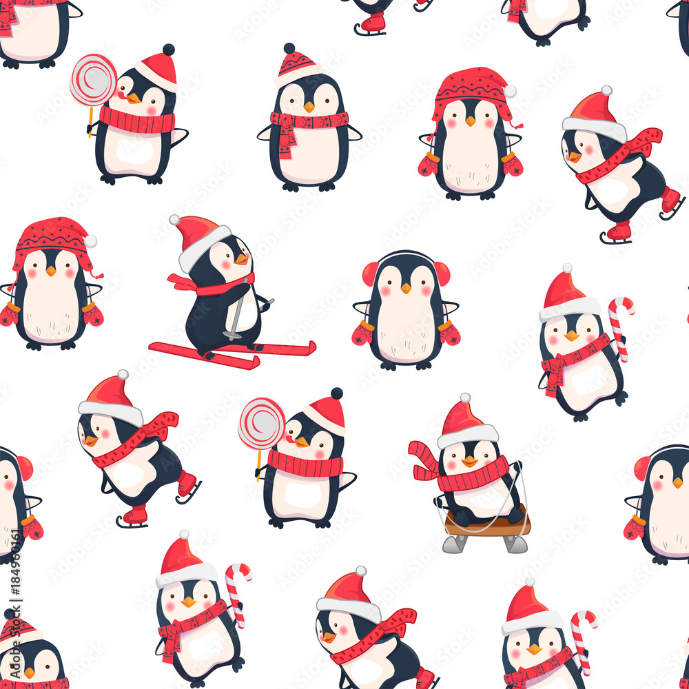seamless pattern with penguins seamless pattern with penguins
