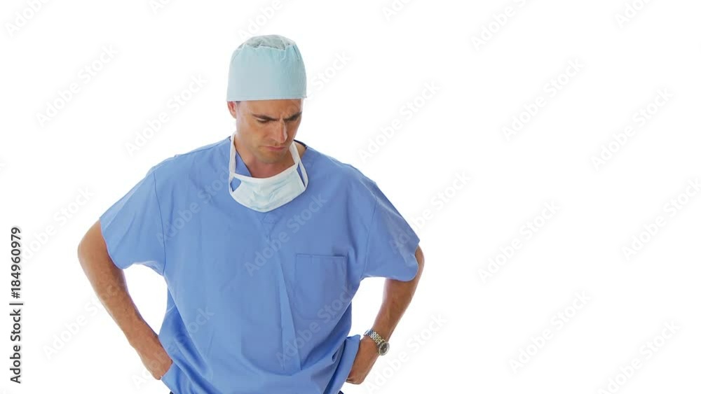 Unhappy surgeon delivering bad news Unhappy surgeon delivering bad news