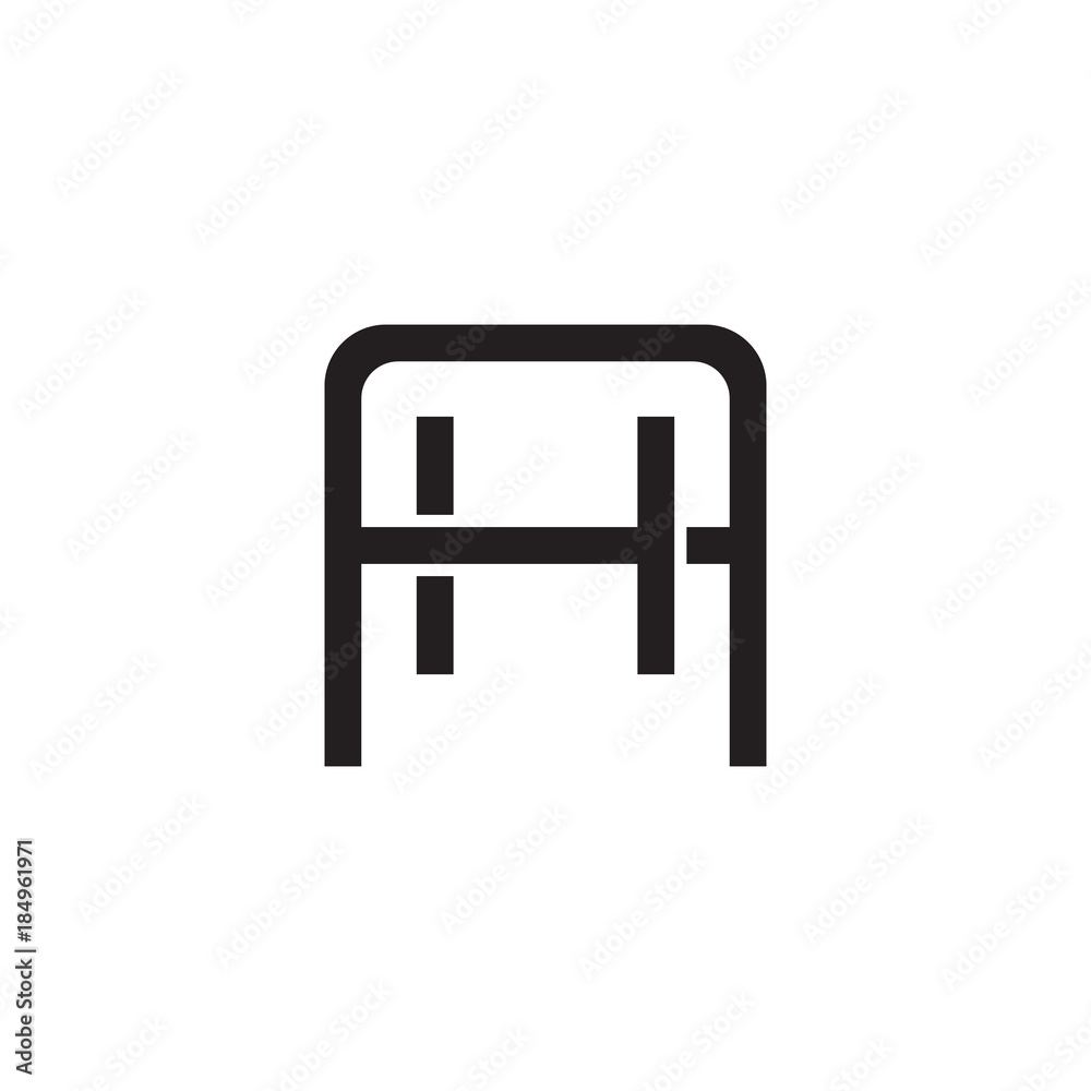 Initial letter A and H, AH, HA, overlapping H inside A, line art logo, black monogram color Initial letter A and H, AH, HA, overlapping H inside A, line art logo, black monogram color