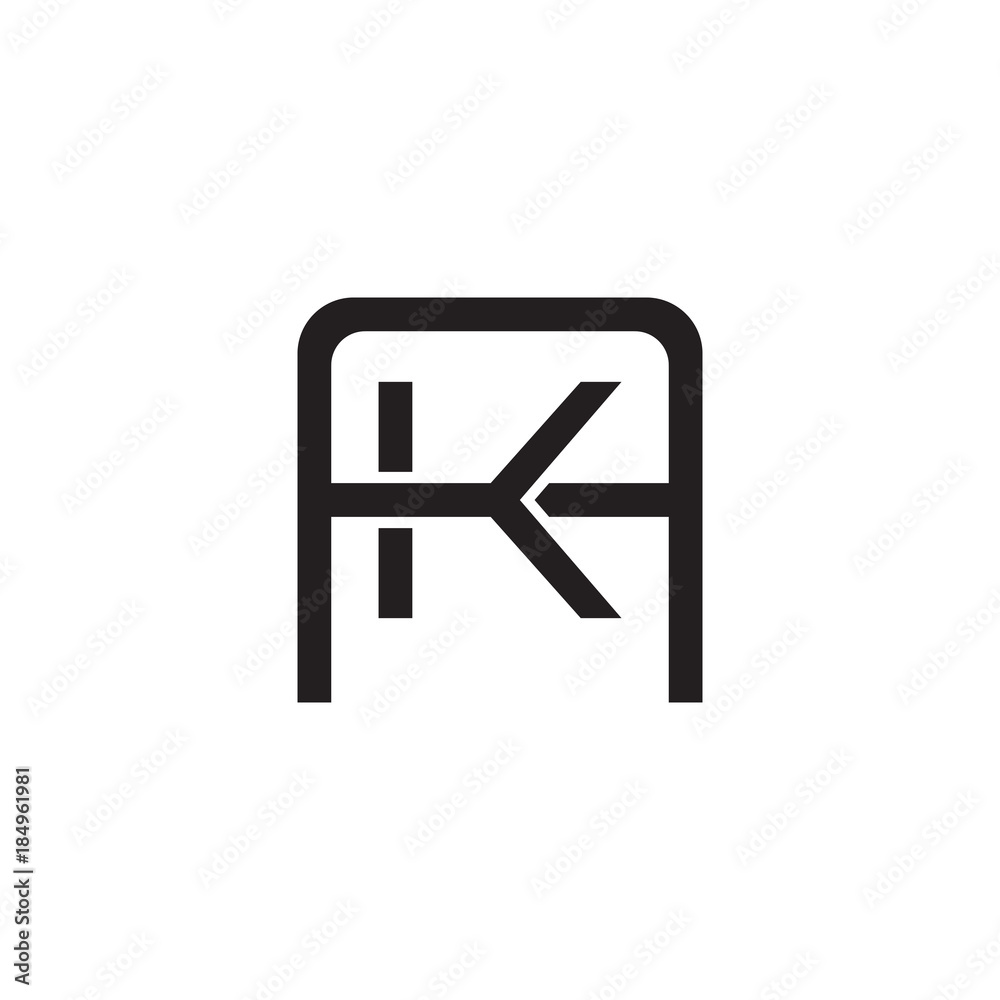 Initial letter A and K, AK, KA, overlapping K inside A, line art logo, black monogram color Initial letter A and K, AK, KA, overlapping K inside A, line art logo, black monogram color
