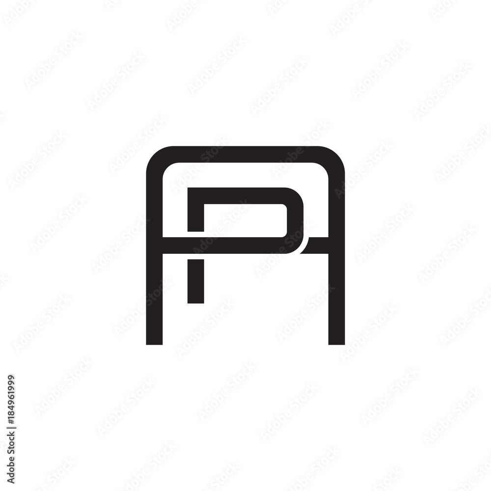 Initial letter A and P, AP, PA, overlapping P inside A, line art logo, black monogram color Initial letter A and P, AP, PA, overlapping P inside A, line art logo, black monogram color