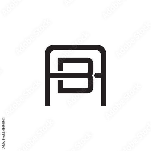 Initial letter A and B, AB, BA, overlapping B inside A, line art logo, black monogram color
