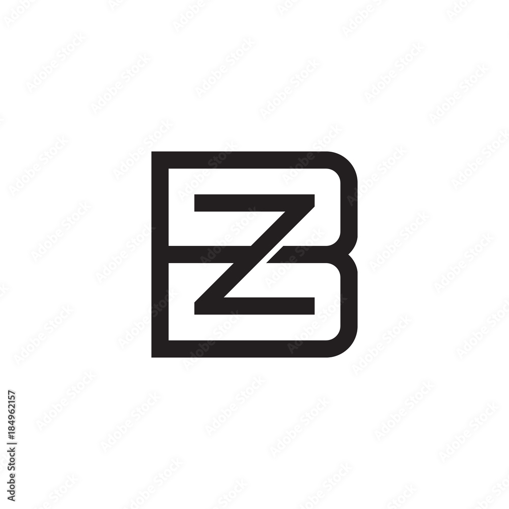 Initial letter B and Z, BZ, ZB, overlapping Z inside B, line art logo, black monogram color
