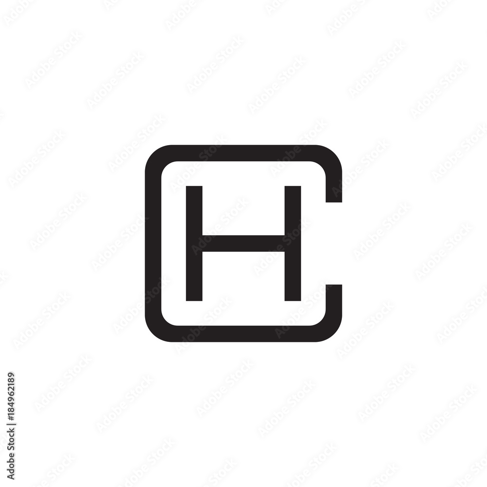 Initial letter C and H, CH, HC, overlapping H inside C, line art logo, black monogram color Initial letter C and H, CH, HC, overlapping H inside C, line art logo, black monogram color