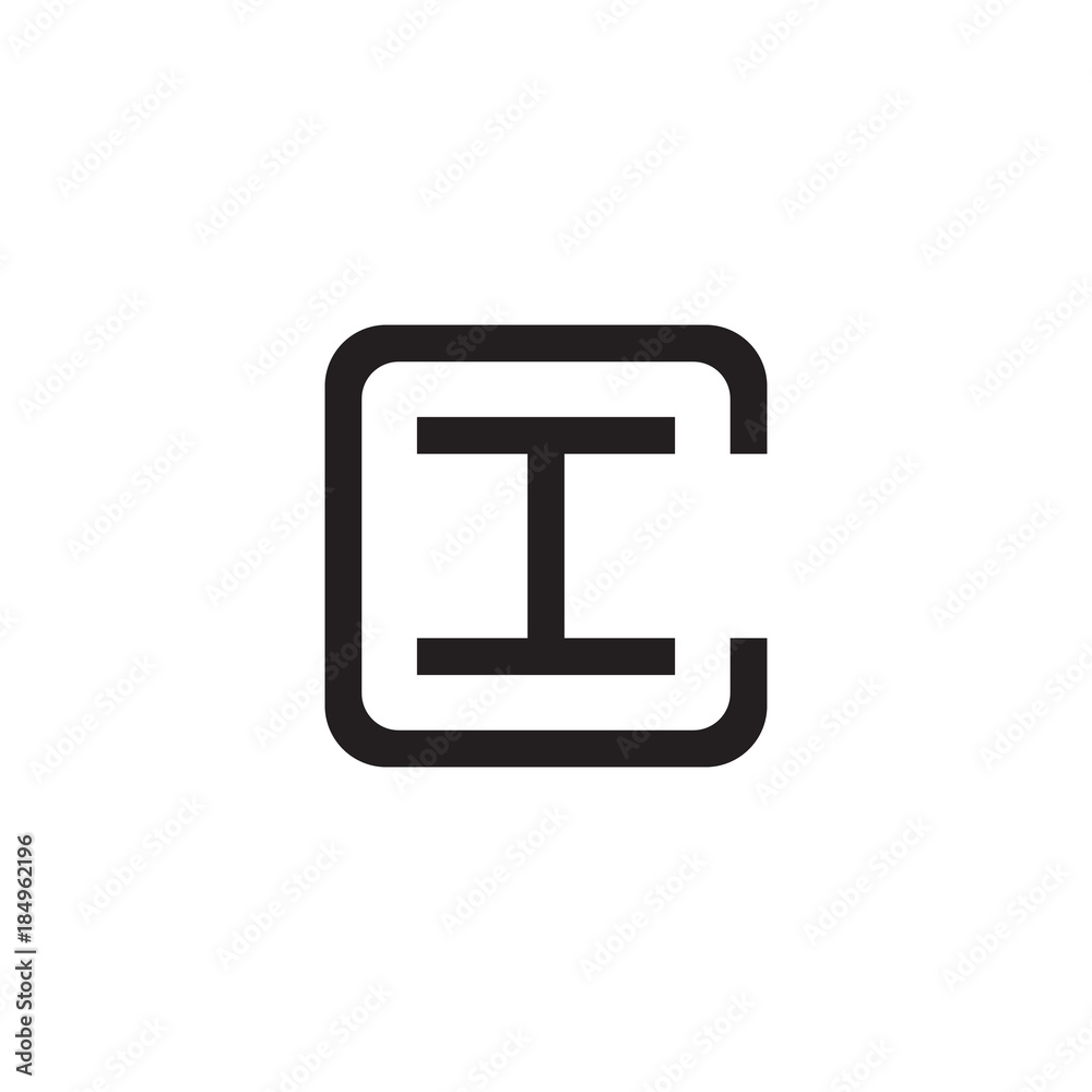 Initial letter C and I, CI, IC, overlapping I inside C, line art logo, black monogram color Initial letter C and I, CI, IC, overlapping I inside C, line art logo, black monogram color