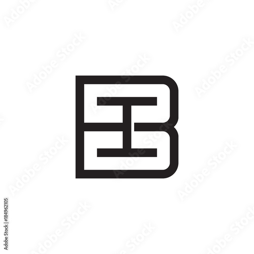 Initial letter B and I, BI, IB, overlapping I inside B, line art logo, black monogram color
