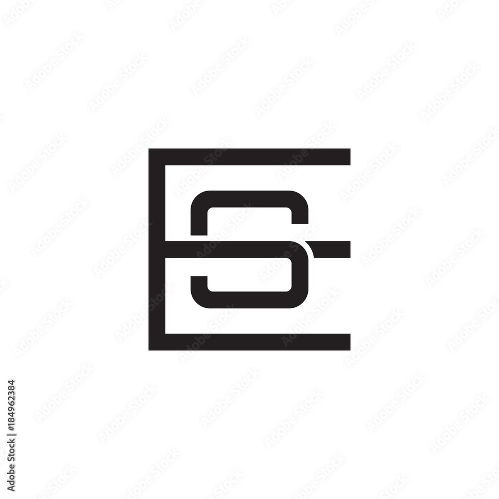 Initial letter E and S, ES, SE, overlapping S inside E, line art logo, black monogram color Initial letter E and S, ES, SE, overlapping S inside E, line art logo, black monogram color