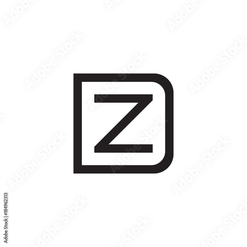 Initial letter D and Z, DZ, ZD, overlapping Z inside D, line art logo, black monogram color