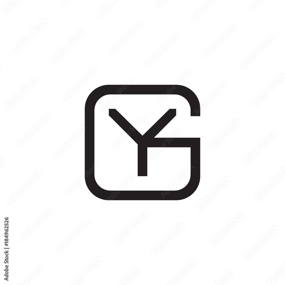 Initial letter G and Y, GY, YG, overlapping Y inside G, line art logo, black monogram color Initial letter G and Y, GY, YG, overlapping Y inside G, line art logo, black monogram color
