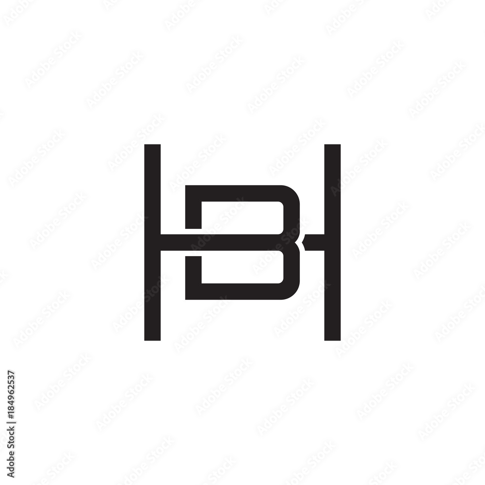 Initial letter H and B, HB, BH, overlapping B inside H, line art logo, black monogram color Initial letter H and B, HB, BH, overlapping B inside H, line art logo, black monogram color