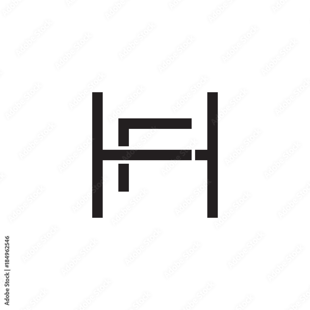 Initial letter H and F, HF, FH, overlapping F inside H, line art logo, black monogram color Initial letter H and F, HF, FH, overlapping F inside H, line art logo, black monogram color