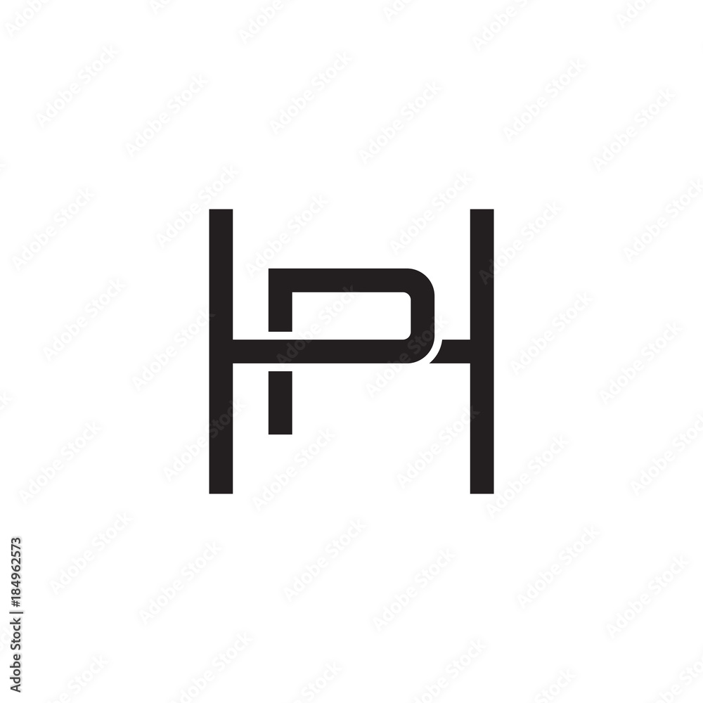 Initial letter H and P, HP, PH, overlapping inside , line art logo, black monogram color Initial letter H and P, HP, PH, overlapping inside , line art logo, black monogram color