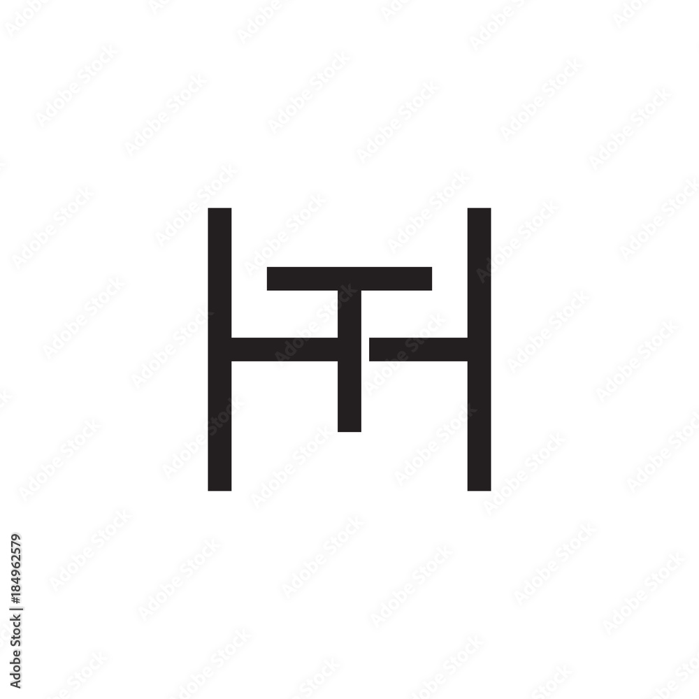 Initial letter H and T, HT, TH, overlapping T inside H, line art logo, black monogram color Initial letter H and T, HT, TH, overlapping T inside H, line art logo, black monogram color