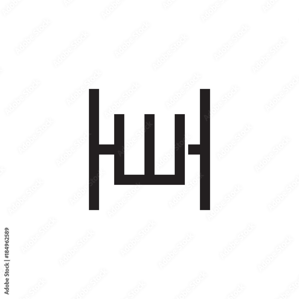 Initial letter H and W, HW, WH, overlapping W inside H, line art logo, black monogram color Initial letter H and W, HW, WH, overlapping W inside H, line art logo, black monogram color