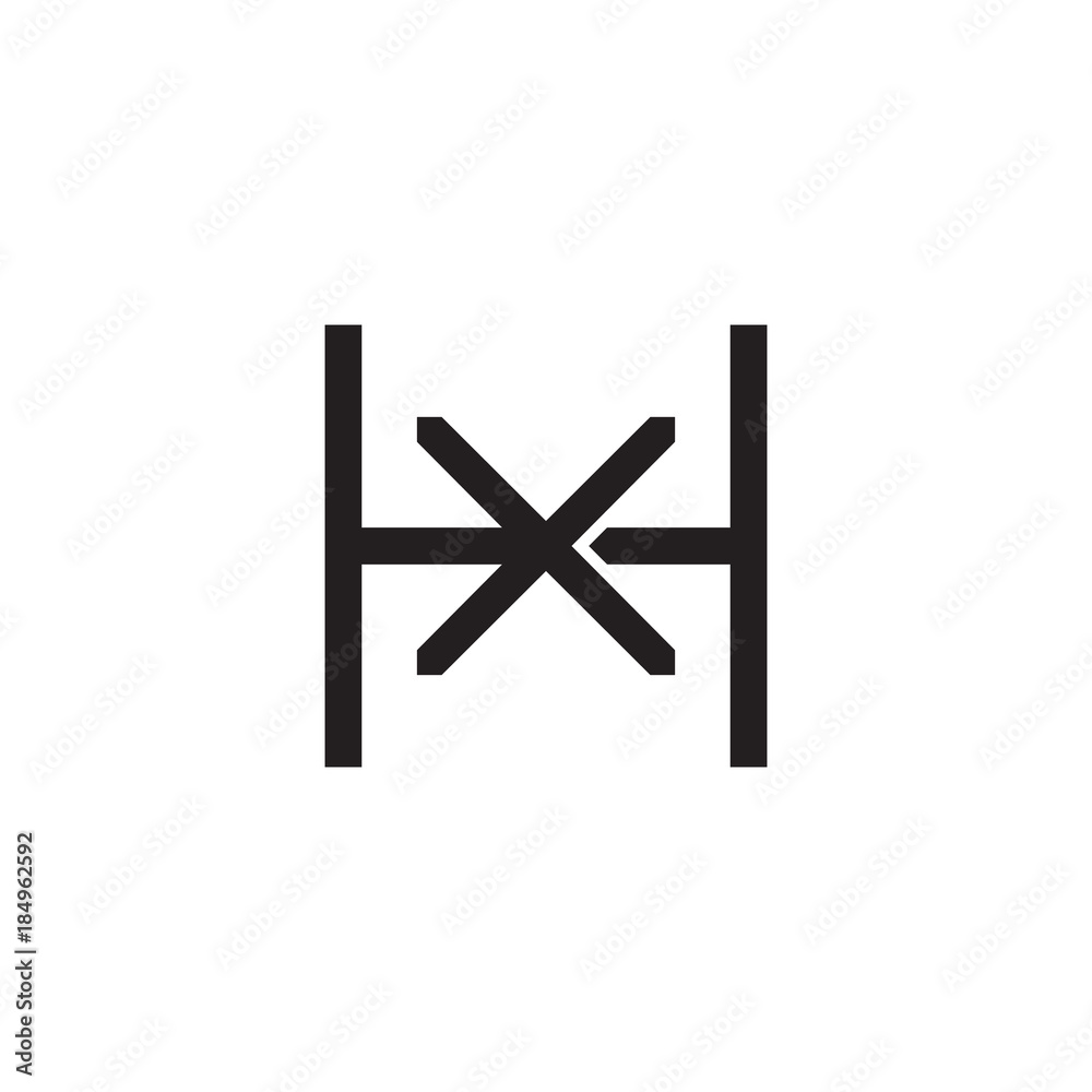 Initial letter H and X, HX, XH, overlapping X inside H, line art logo, black monogram color Initial letter H and X, HX, XH, overlapping X inside H, line art logo, black monogram color