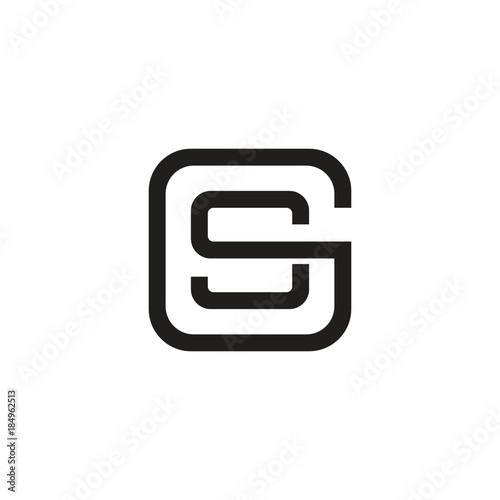 Initial letter G and S, GS, SG, overlapping S inside G, line art logo, black monogram color