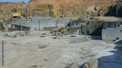 Panoramic shot of Extraction of granite stone in a quarry