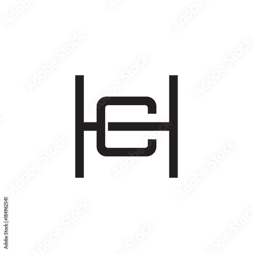 Initial letter H and C  HC  CH  overlapping C inside H  line art logo  black monogram color