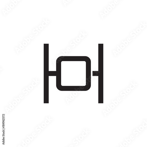 Initial letter H and O, HO, OH, overlapping O inside H, line art logo, black monogram color