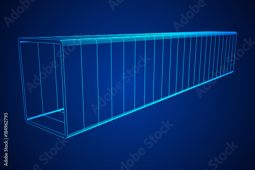 Wireframe low poly mesh construction metallurgy square tube profile symbol vector illustration