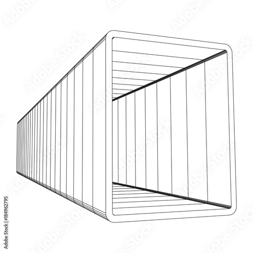 Wireframe low poly mesh construction metallurgy square tube profile symbol vector illustration