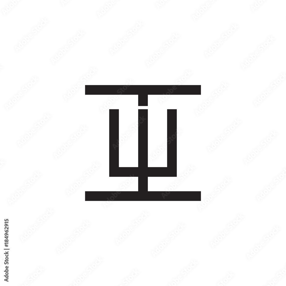 Initial letter I and W, IW, WI, overlapping W inside I, line art logo, black monogram color Initial letter I and W, IW, WI, overlapping W inside I, line art logo, black monogram color