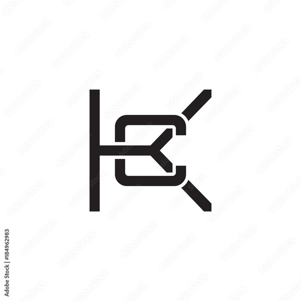 Initial letter K and C, KC, CK, overlapping C inside K, line art logo, black monogram color Initial letter K and C, KC, CK, overlapping C inside K, line art logo, black monogram color