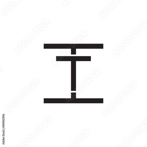 Initial letter I and T  IT  TI  overlapping T inside I  line art logo  black monogram color