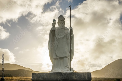 Statue of Saint Patrick at Croagh Patrick in Ireland photo
