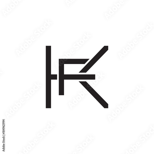 Initial letter K and F  KF  FK  overlapping F inside K  line art logo  black monogram color
