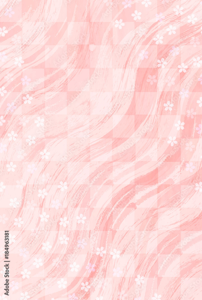 Fototapeta premium 桜 年賀状 和紙 背景