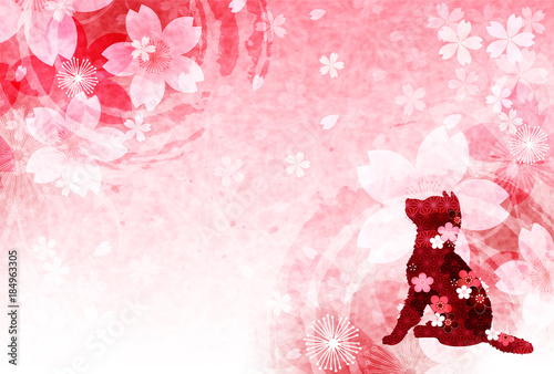 戌　年賀状　桜　背景