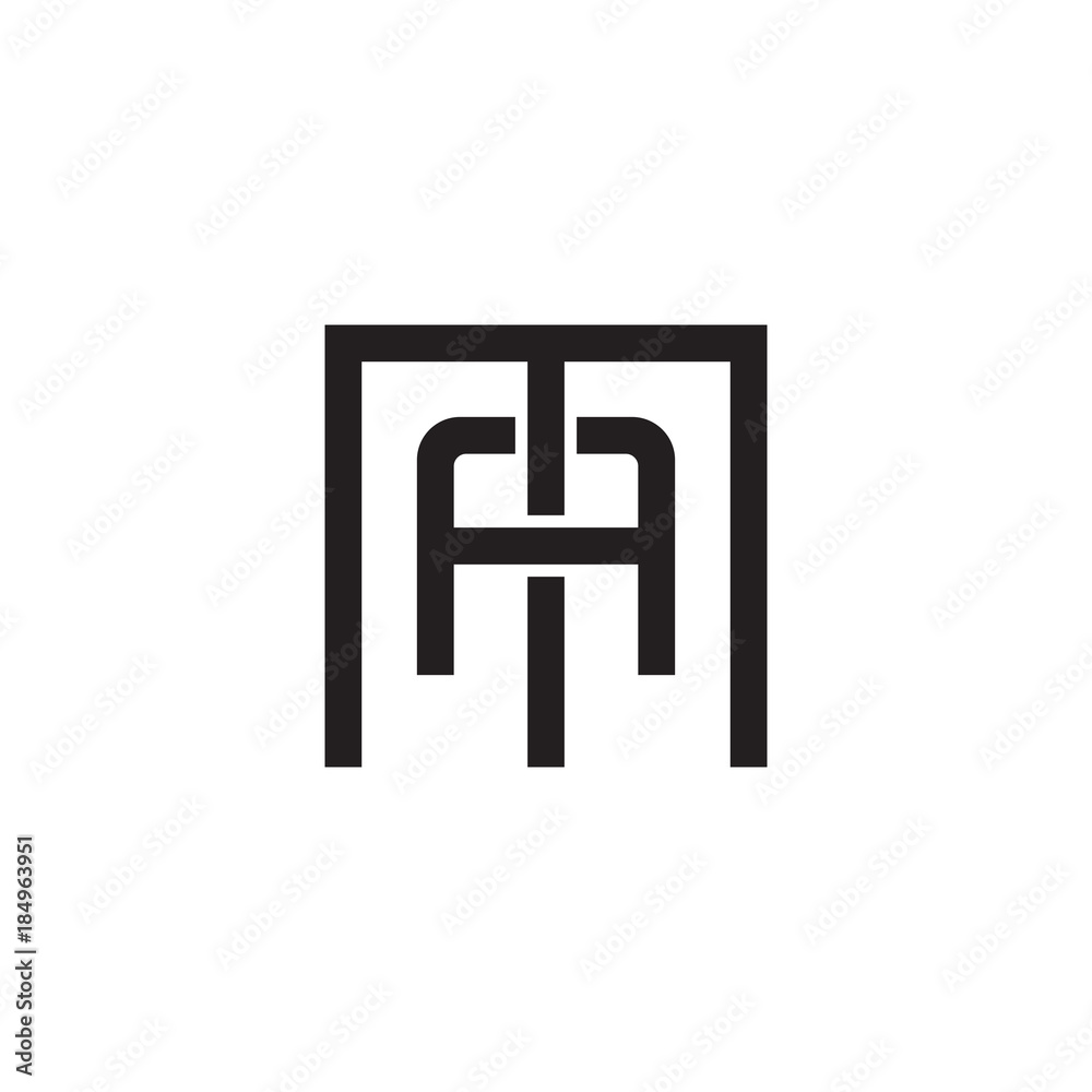 Initial letter M and A, MA, AM, overlapping A inside M, line art logo, black monogram color Initial letter M and A, MA, AM, overlapping A inside M, line art logo, black monogram color