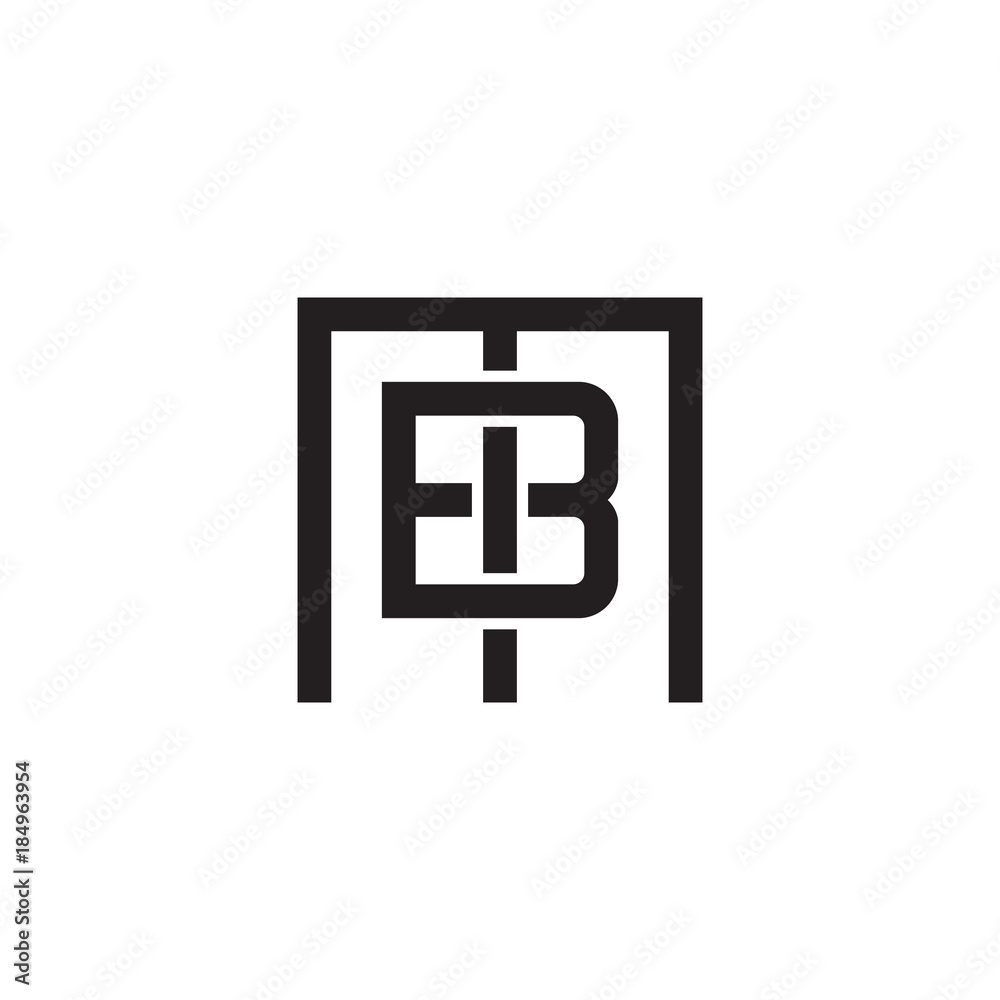 Initial letter M and B, MB, BM, overlapping B inside M, line art logo ...