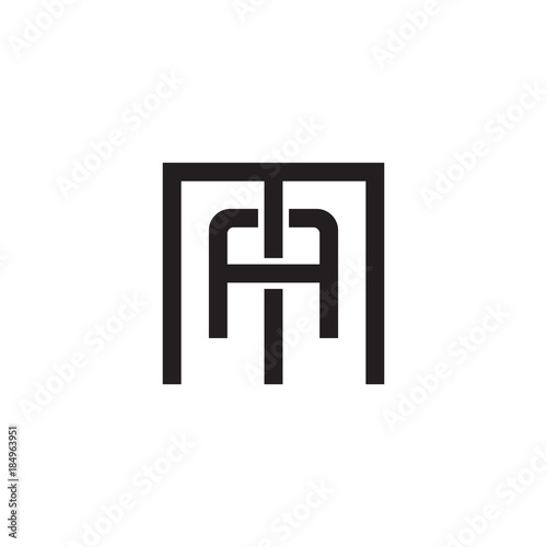 Initial letter M and A, MA, AM, overlapping A inside M, line art logo, black monogram color